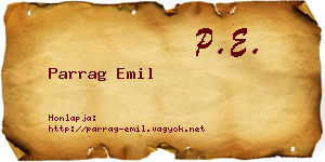 Parrag Emil névjegykártya